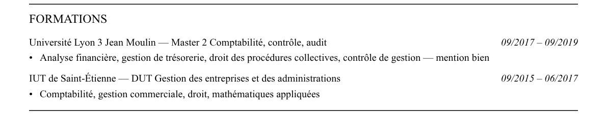 CV credit manager : formation